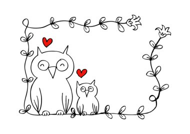 Annem onun baykuş dal ile. Yarım yamalak stili.