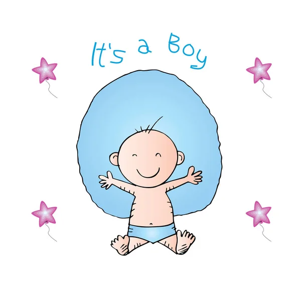 Babyduschkarte. Es ist ein boy.sketchy Stil. — Stockfoto