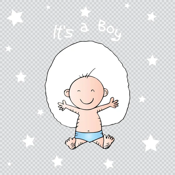 Baby shower card. Its a boy.Sketchy style. — Stockfoto