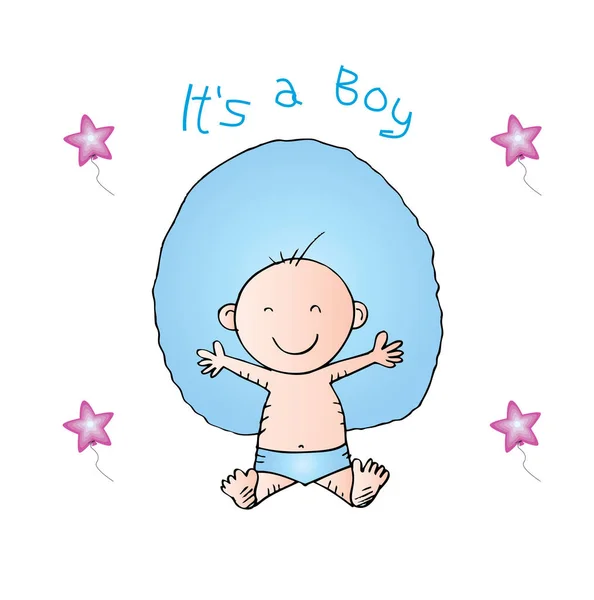 Baby shower card. Its a boy.Sketchy style. — Stockfoto