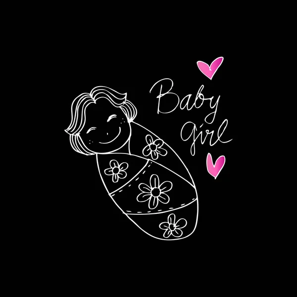 Cute baby girl. Sketchy style. — Stock Photo, Image