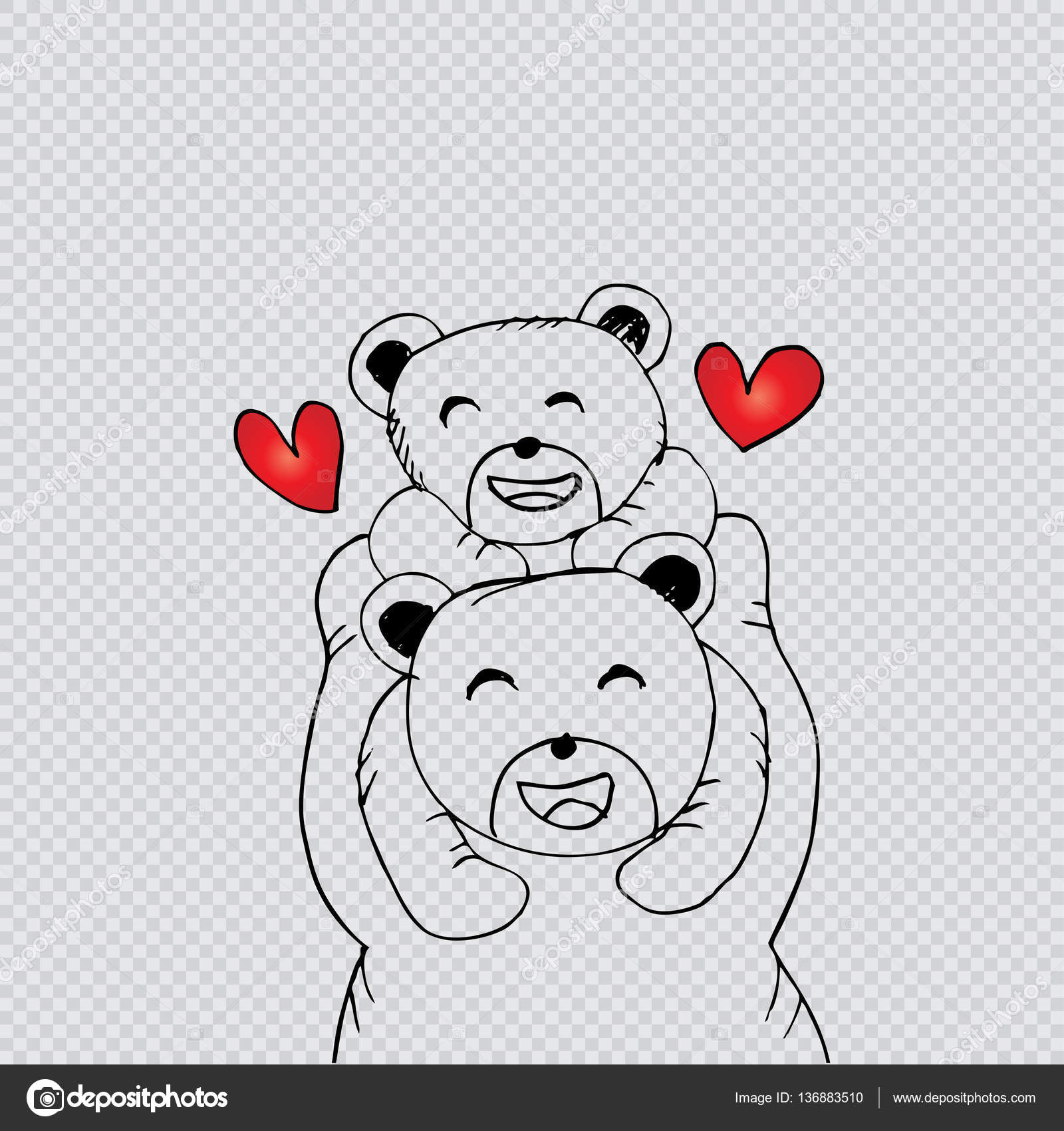 Madre oso y bebé oso. Dibujo a mano ilustración — Foto de stock