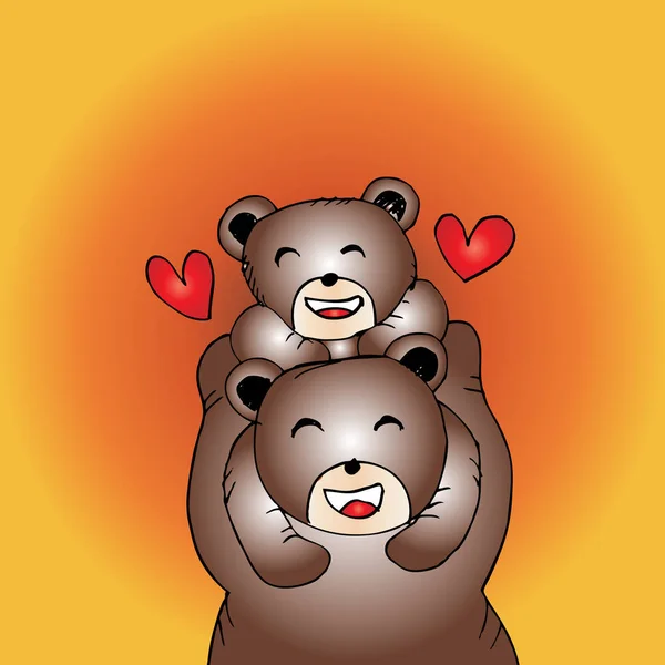 Mother bear and baby bear. Hand drawing illustration