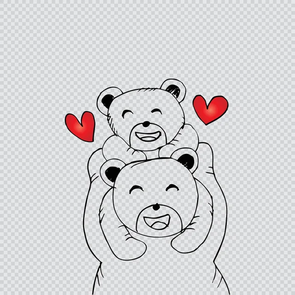 Mother bear and baby bear. Hand drawing illustration — Stock Photo, Image