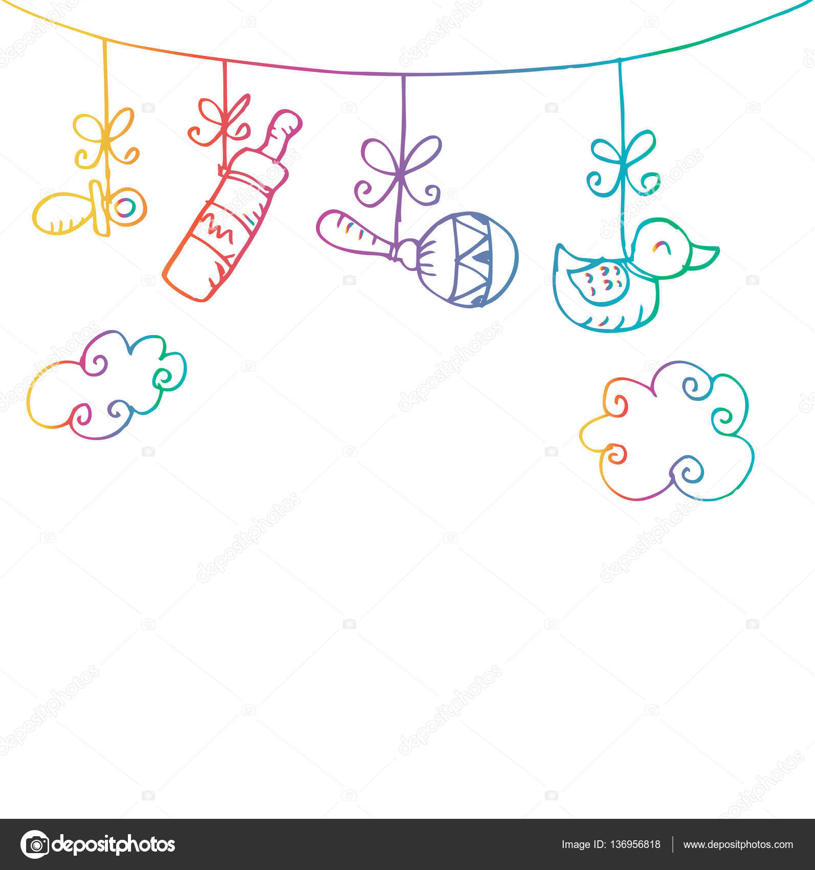 Newborn Baby Boy Hanging Baby Symbols Arrival With Sketchy Style Stock Photo C Handini 136956818