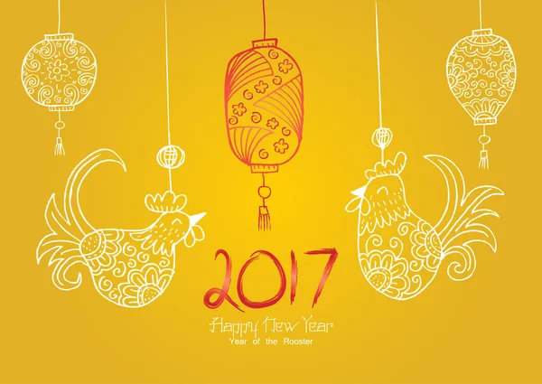 Fundo do Ano Novo Chinês com galo pendurado e lanterna . — Fotografia de Stock