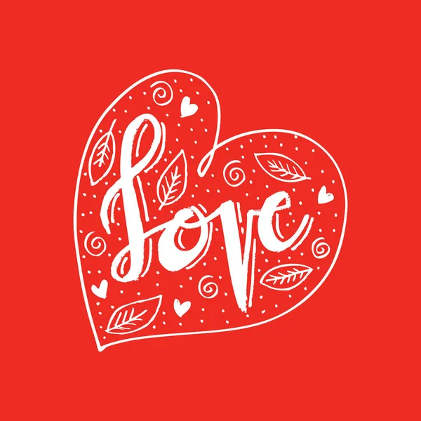Ręcznie rysowane w kształcie serca z napisem "miłość" — Zdjęcie stockowe