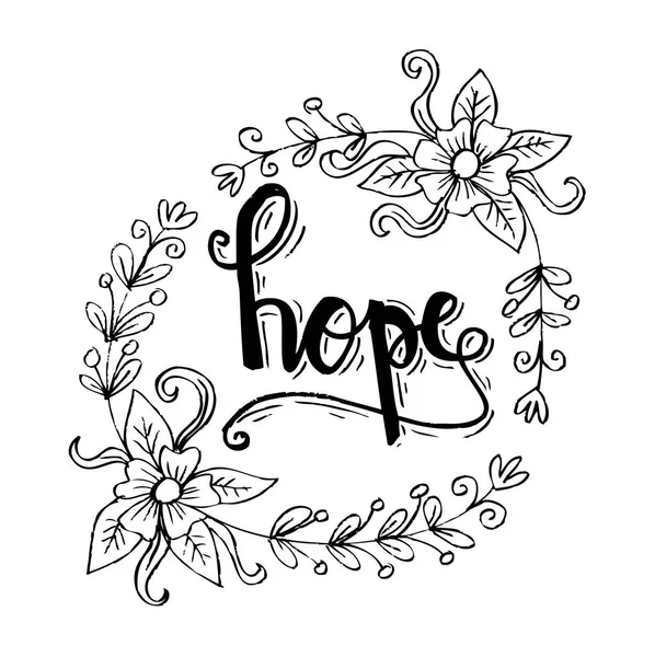 Floral border with HOPE hand lettering. — Stock Photo, Image