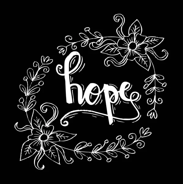 Floral border with HOPE hand lettering. — Stock Photo, Image