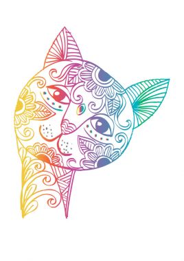 Şirin kedi baş doodle stili.