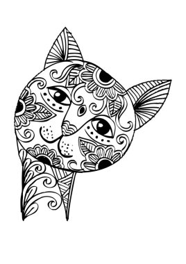 Şirin kedi baş doodle stili.