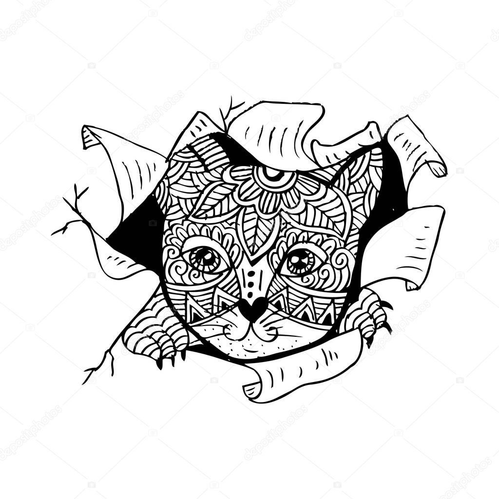 Cat head decorative stylized.