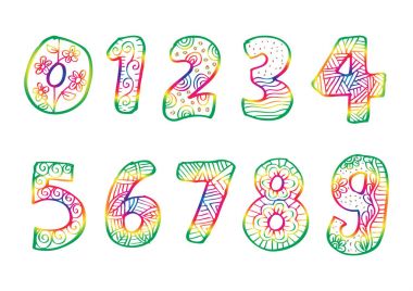 Sayı 0'dan 9 dan dekore edilmiş.