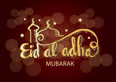 Kurban Bayramı yazı el yazısı. EID Mübarek. Modern elle çizilmiş hat.