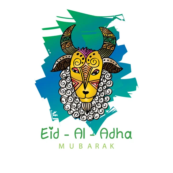 Aïd Al Adha Moubarak. Affiche dessinée à la main avec moutons . — Photo