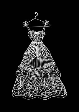  Bayan elbisesi üzerinde bir askı. Zentangle tarzı.