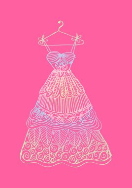  Bayan elbisesi üzerinde bir askı. Zentangle tarzı.