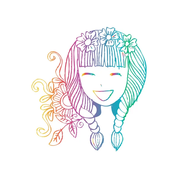 Chica floral de belleza. Dibujo a mano ilustración . — Foto de Stock