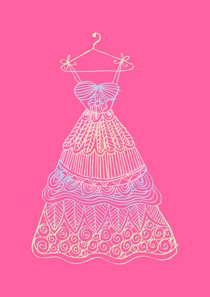  Bayan elbisesi üzerinde bir askı. Zentangle tarzı.