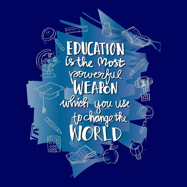 Dünyayı değiştirmek için kullanabileceğiniz en güçlü silah eğitimdir. Yazı. Tipografi poster.