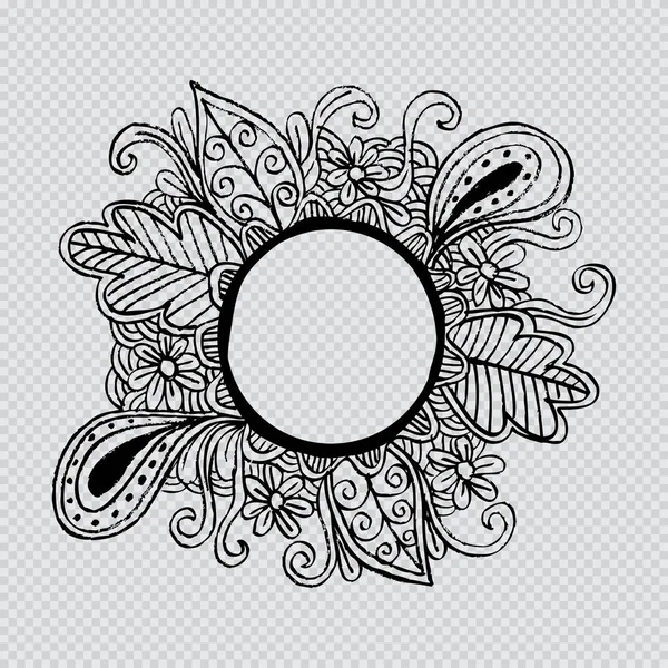 Doodle κύκλο πλαισίου με floral στολίδι — Φωτογραφία Αρχείου