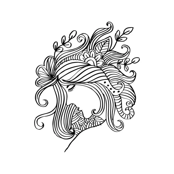 Çiçek kadınla doodle.