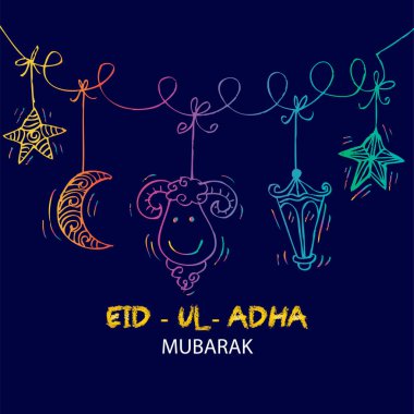 Müslüman topluluk Festivali Eid Bayramı için tebrik kartı tasarımı