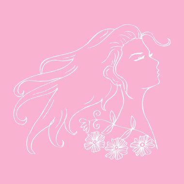 Güzel doodle kız siluet