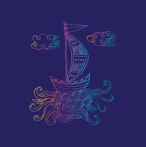 Sailing ship . Doodle style. — Stock Photo, Image