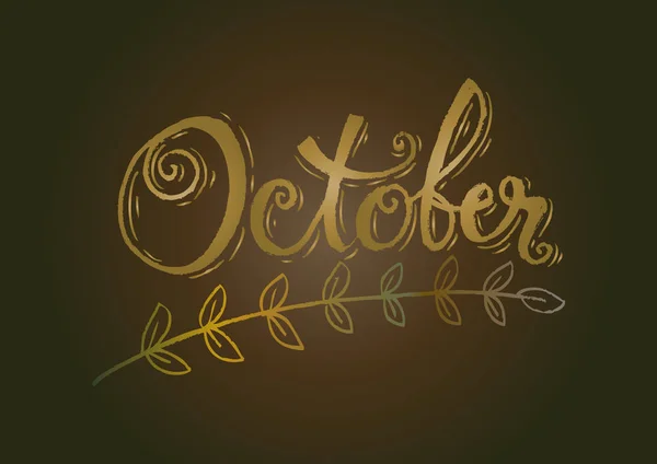 Hello october. Hand lettering, phrase. — Stock Photo, Image