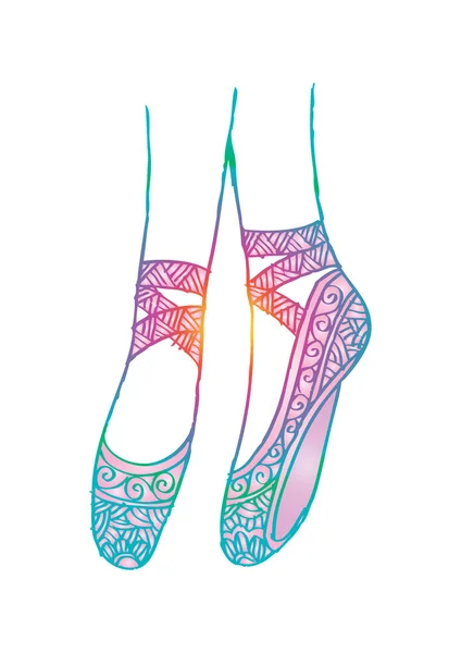 Πόδι και τα παπούτσια του μια νεαρή μπαλαρίνα εικονογράφηση, χέρι σχέδιο — Φωτογραφία Αρχείου