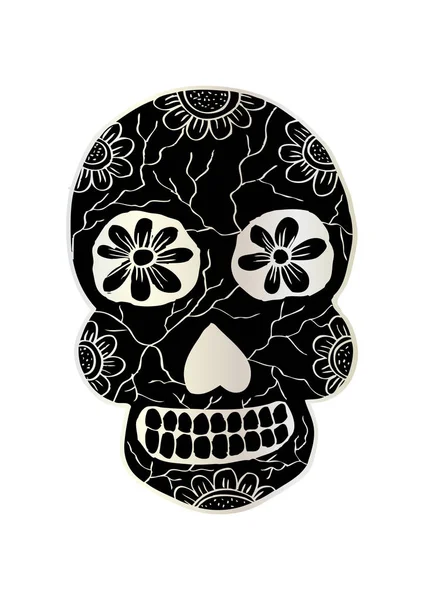 Skull with flower ornament. Hand drawing illustration. — Stock Photo, Image