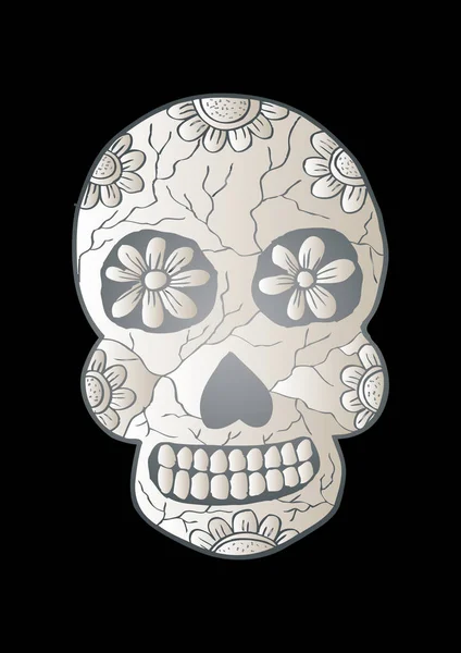 Skull with flower ornament. Hand drawing illustration. — Stock Photo, Image