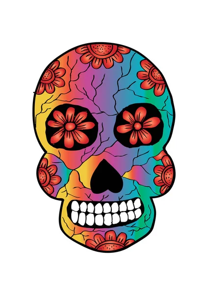 Skull with flower ornament. Hand drawing illustration. — Stock Photo, Image