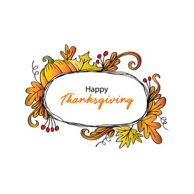 Mutlu Şükran günü yaprakları ve kabak afiş