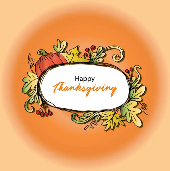 Happy Thanksgiving day leaves and pumpkin banner — Stock Photo, Image