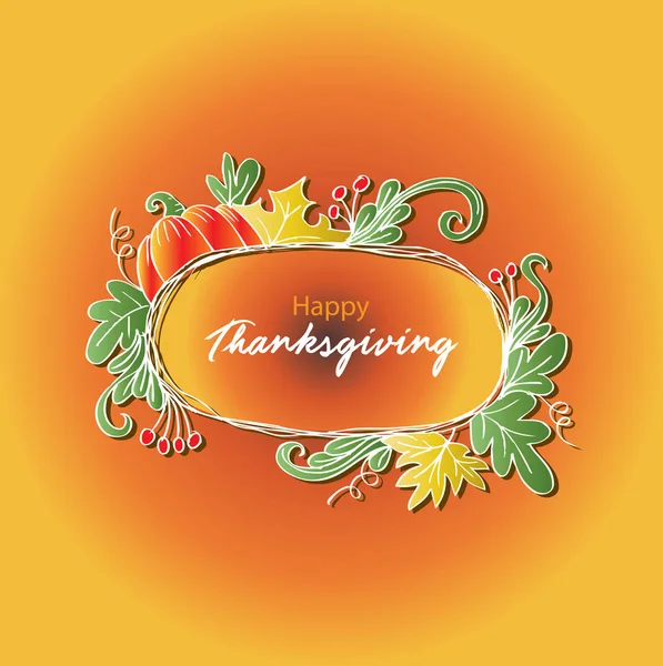 Happy Thanksgiving day leaves and pumpkin banner — Stock Photo, Image