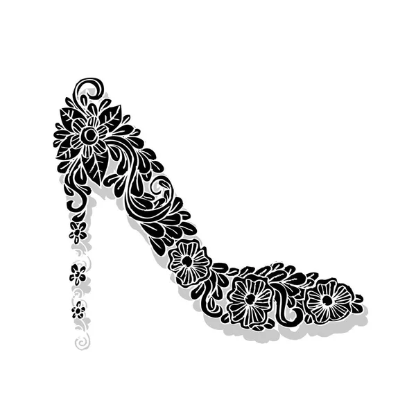 Shoes on a high heel decorated with floral. — Stock Photo, Image