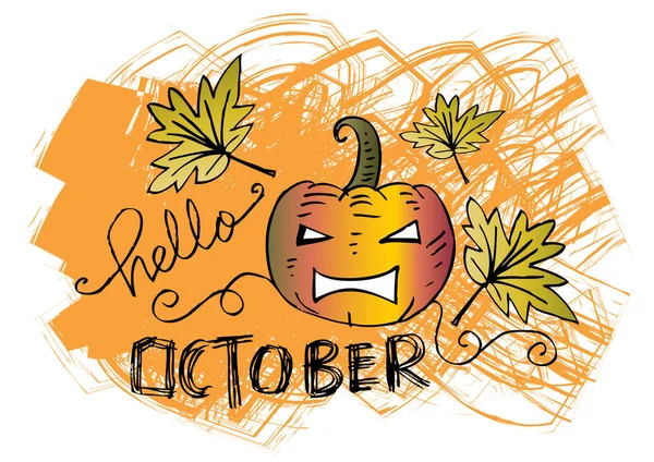 Hello October Card — Stock Photo, Image