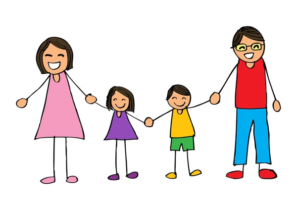 Happy family holding hands and smiling. — Stock Photo, Image