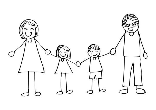 Hand in hand en glimlachend en gelukkige familie. — Stockfoto