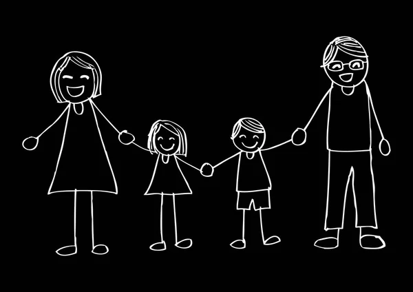 Hand in hand en glimlachend en gelukkige familie. — Stockfoto