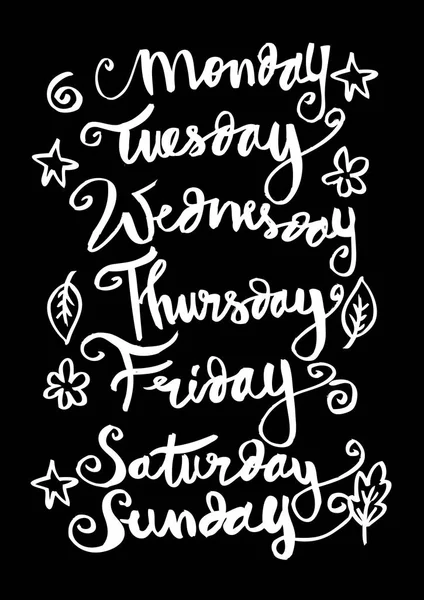 Handwritten days of the week Monday, Tuesday, Wednesday, Thursday, Friday, Saturday, Sunday — Stock Photo, Image