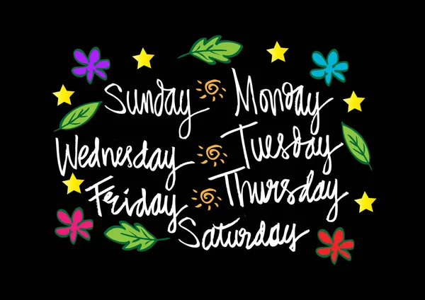 Handwritten days of the week Monday, Tuesday, Wednesday, Thursday, Friday, Saturday, Sunday — Stock Photo, Image