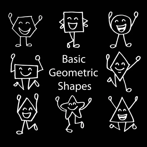 Basic Geometric Shapes with Cute Cartoon Face — Stock Photo, Image