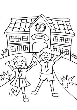 Sevimli küçük çocuklar okula gidiyor