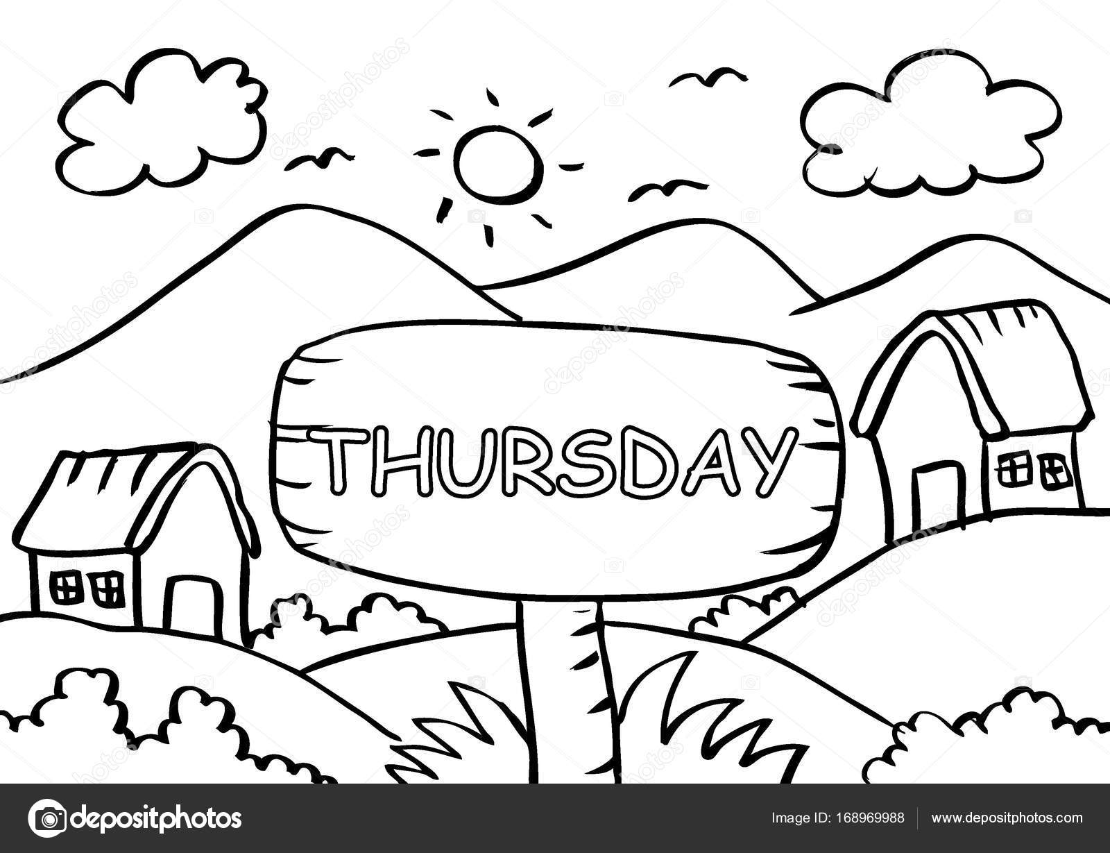 Gioved¬ da colorare con paesaggio — Foto di Handini Trova immagini simili