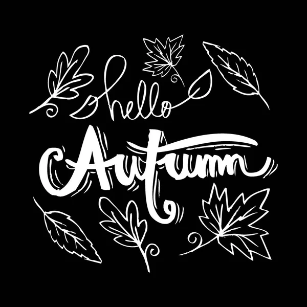 Hello Autumn hand lettering calligraphy