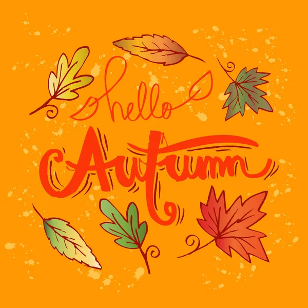 Hello Autumn hand lettering calligraphy — Stock Photo, Image