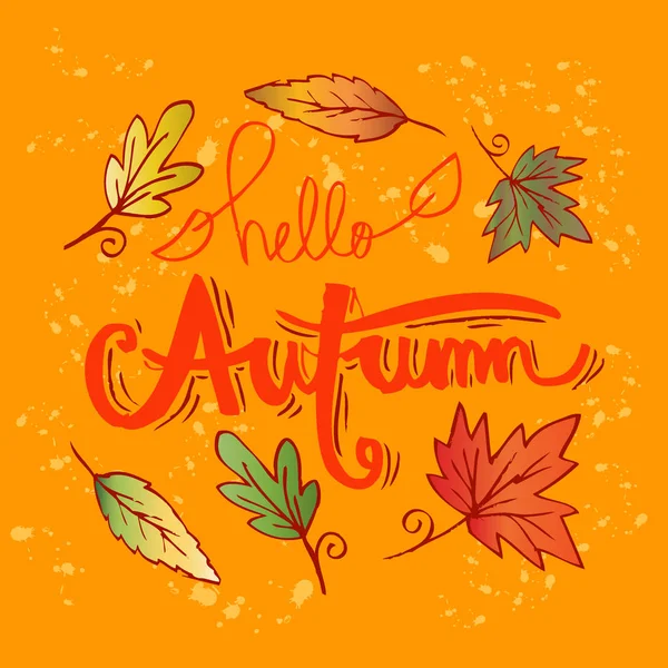 Hello Autumn hand lettering calligraphy